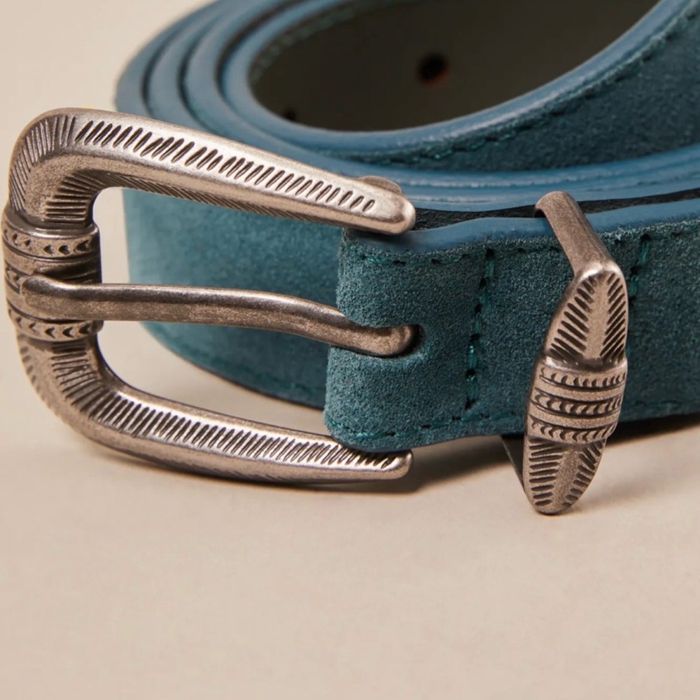 Women’s Lucky Brand Suede Western Belt Turquoise Small - Picture 3 of 3